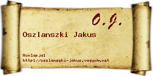 Oszlanszki Jakus névjegykártya